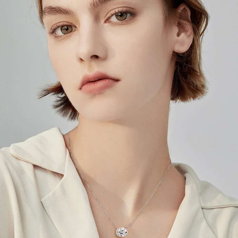 3CT Oval Cut Moissanite Pendant Necklace for Women Gra Certified 8*10mm Lab Dia Neck Chain Sterg Sier Fine Jewelry