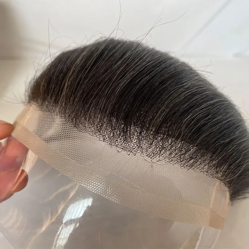 Forehead Hairline Toupee for Men HD Invisible Lace Front Skin PU Back Man Hairpieces Frontal Hair Topper 1B20 Color 4x18 250224