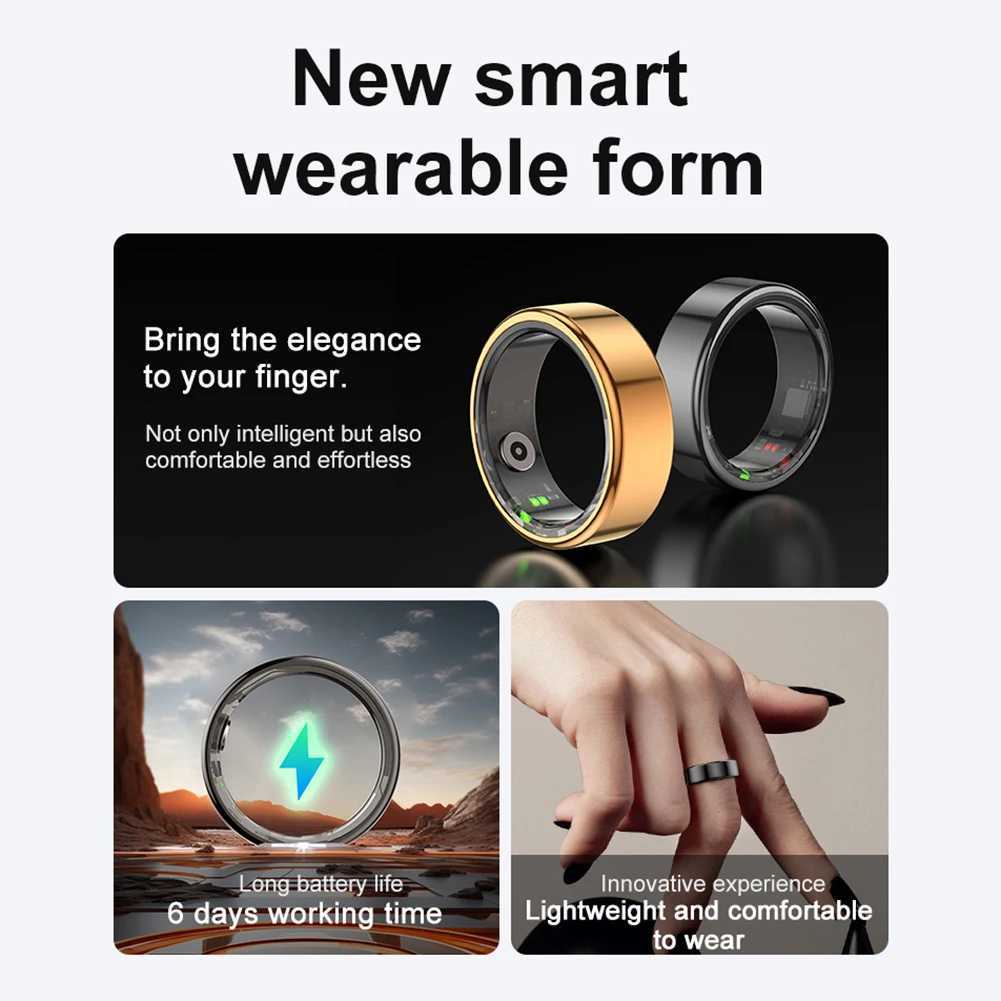 R02 smart ring military grade titanium steel shell health monitoring IP68 and 5ATM waterproof multi sport mode suitable for Android W250225
