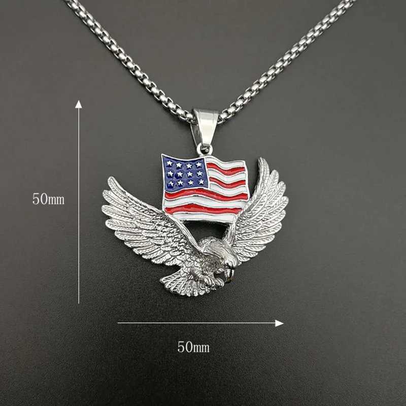 Hip Hop Rock StainlESS Steel Flag Pendant Necklace Mens RAP Singer Jewelry Gold Silver X250224