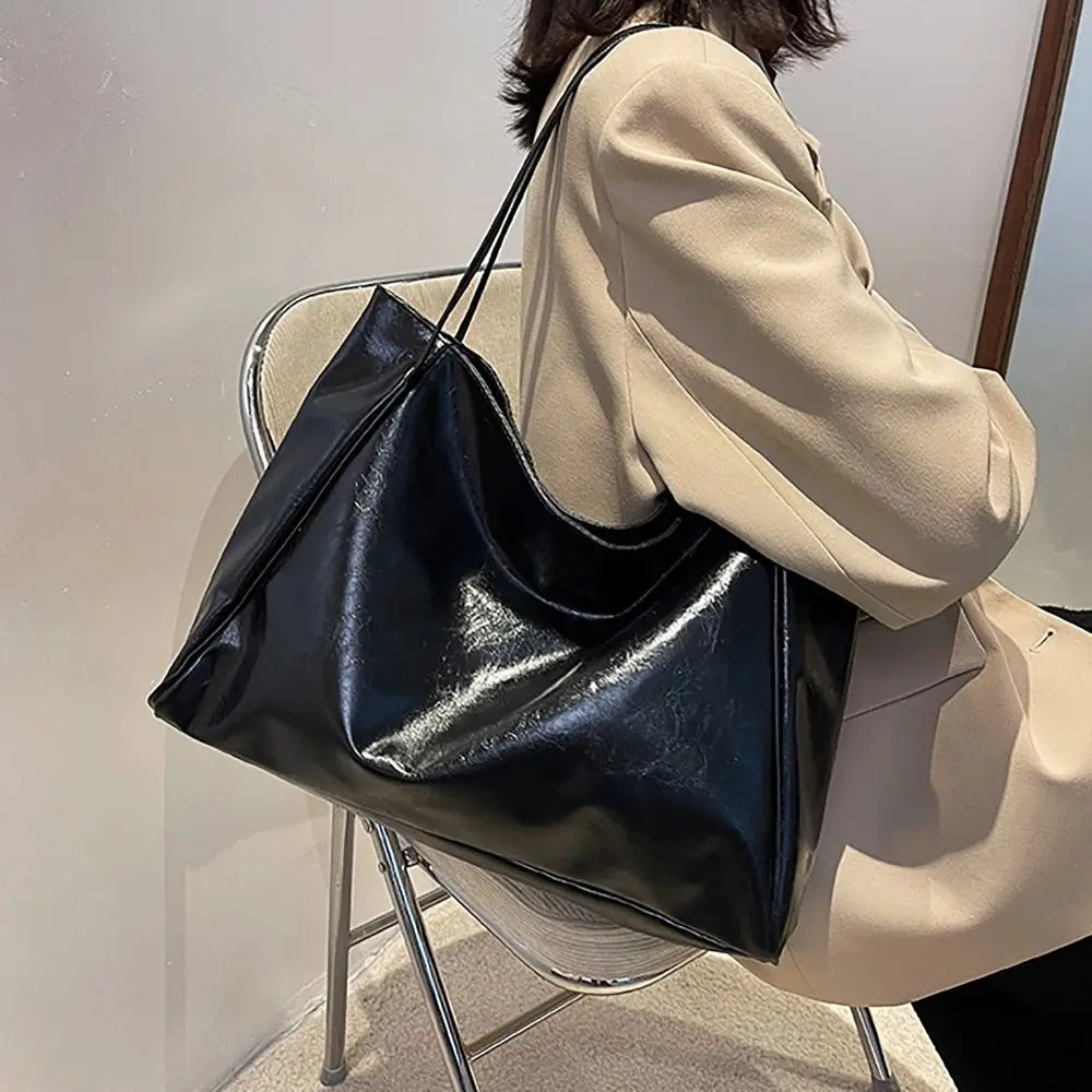 Fashion PU Tote Bag Vintage All-match Large Capacity Commuting Bag Shoulder Bag Daily Life Shopping Bag 250224