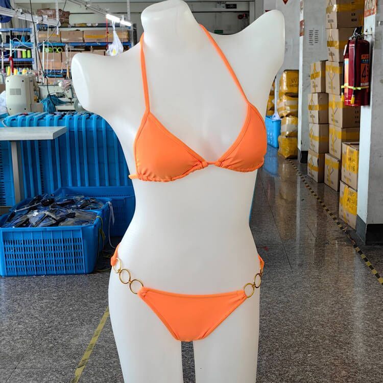 swimwear INS Orange Bikini Simple Circle Accessories High end Women's Beach Sexy Swimsuit