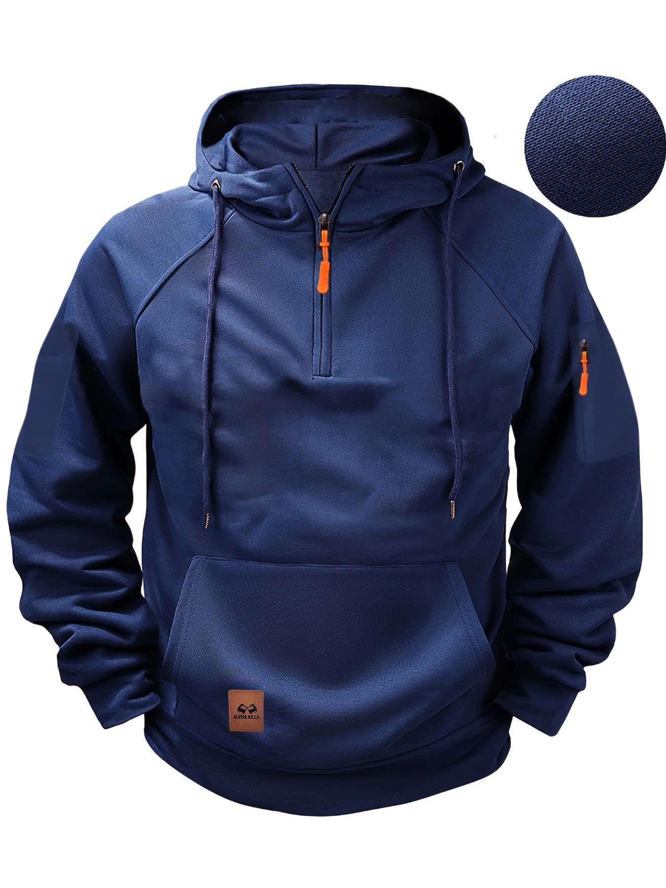 Multi Pocket Zipper Fleece Dropped Shoulder Hooded Sweatshirt Mens Womens Plus Size Loose Pullover Fashion 250224
