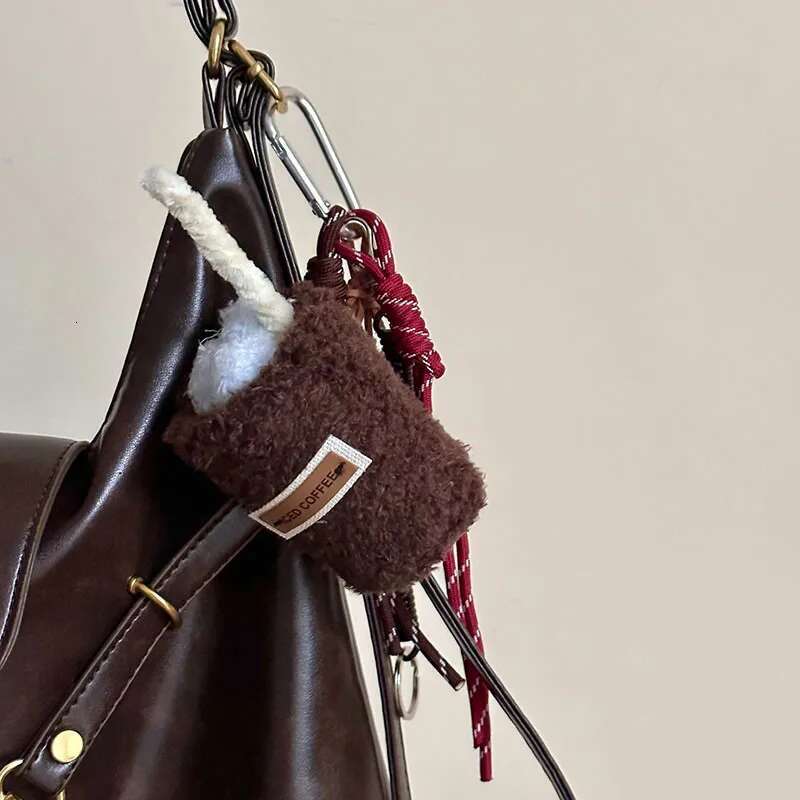 Retro Cake Key Chain Stereo Milk Tea/Sand/Cake Plush Couple Lovely Schoolbag Decoration Pendant