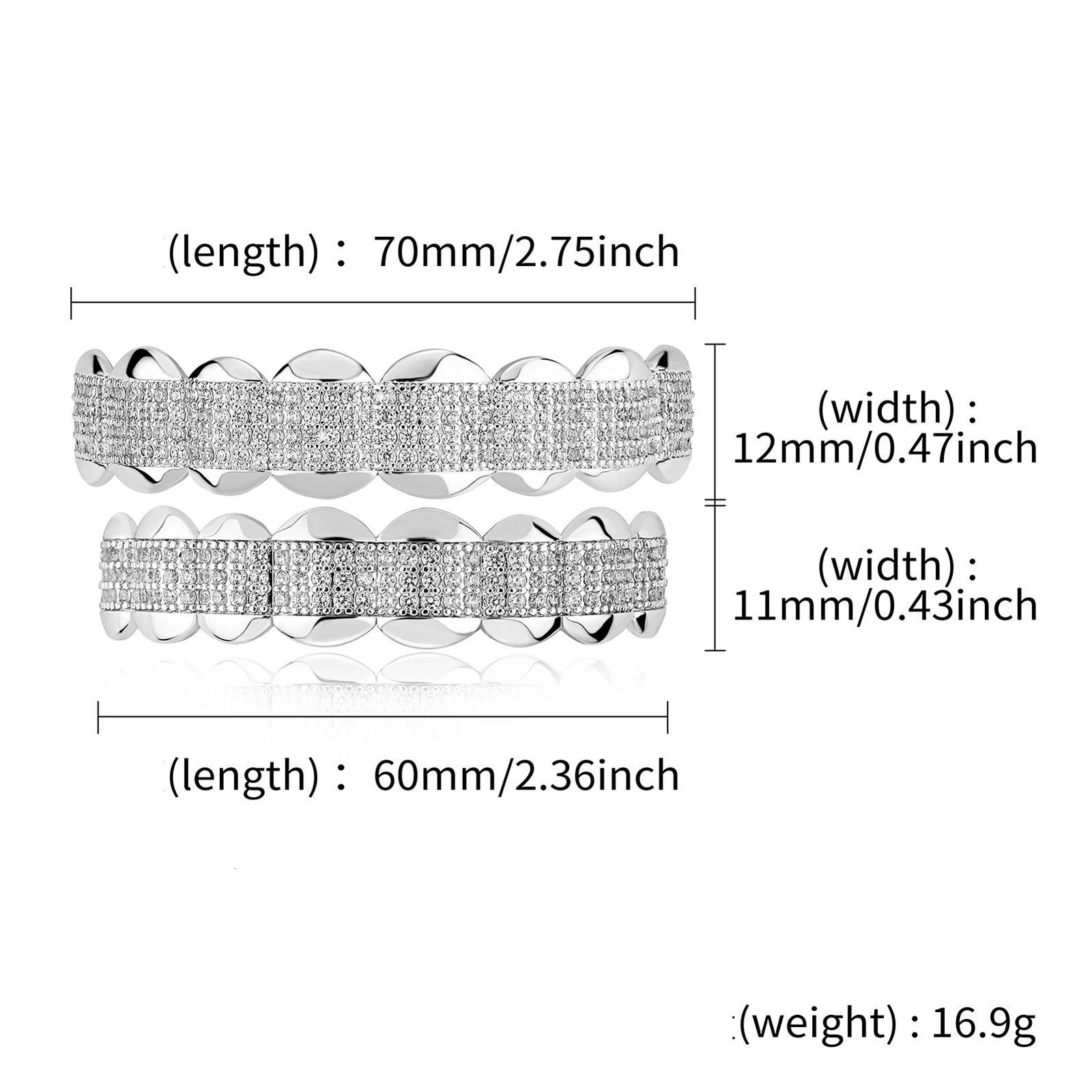 Hip Hop Teeth Rhinestones Silver 18K Gold Plated Teeth Rapper Jewelry Iced Out Grills For Men Women 250220