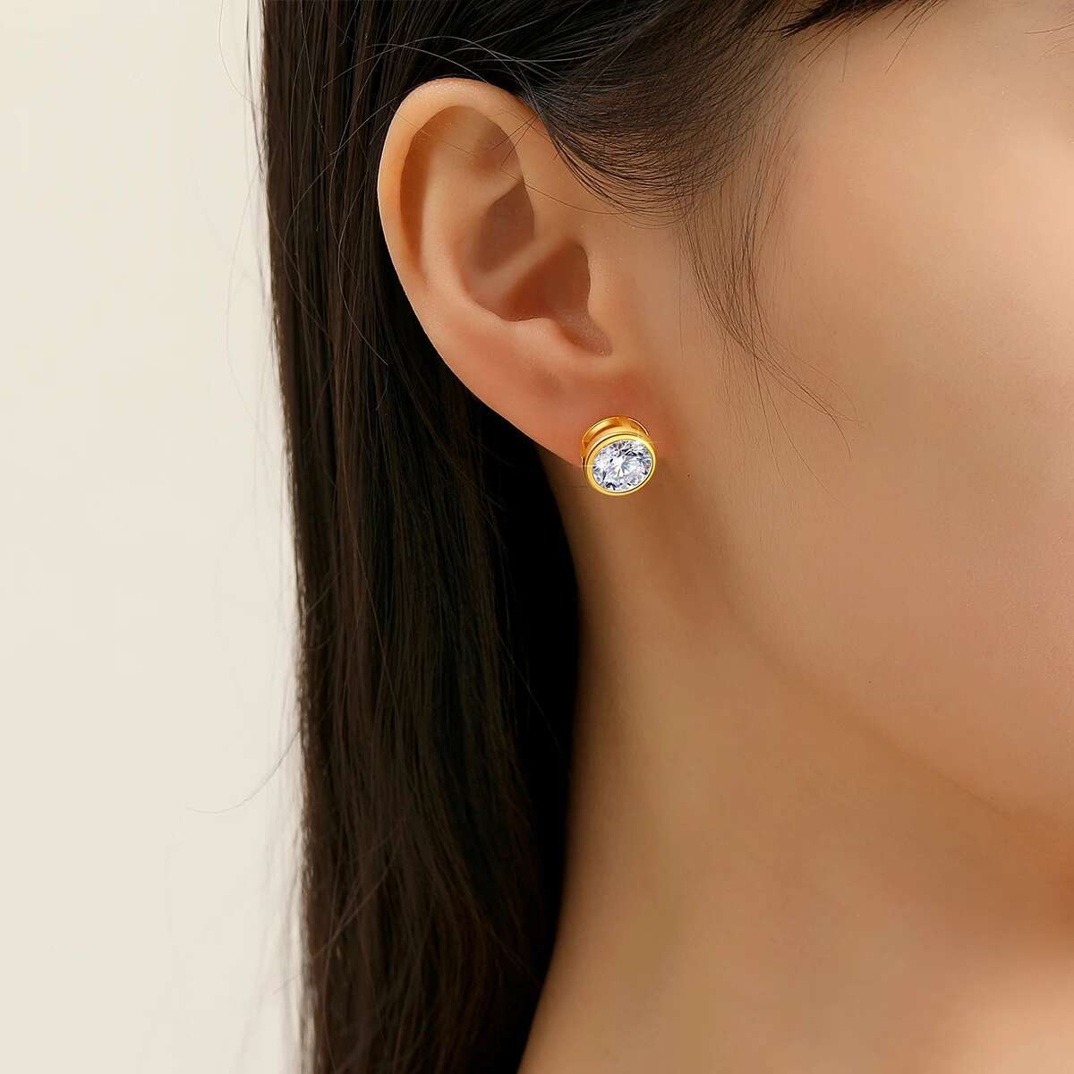 Genuine Gold Moissanite Stud 2ct Dia Earrings Classic Trendy for Women Wedding Gifts Fine Jewelry