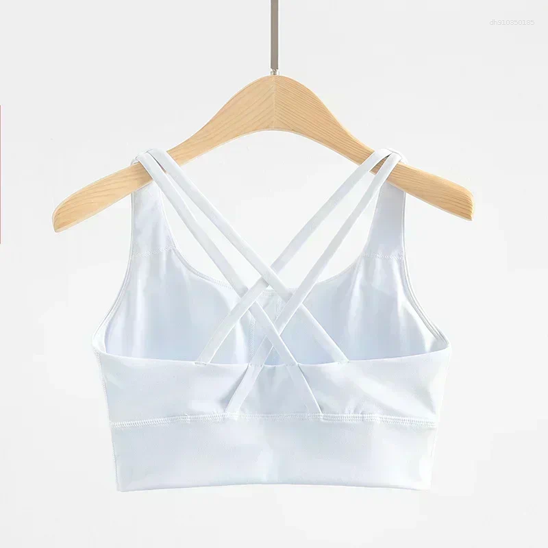 Men's Vests Women Energy Longline Bra Sexy Padded Criss Cross Back Fiess Running Tops Sweat-wicking Medium Support Workout Yoga Bras