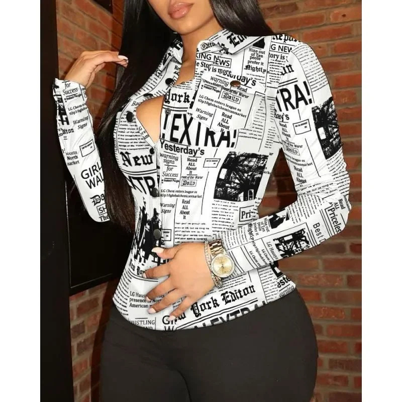 Womens S-2XL Size Casual PU Jackets Fashion Printed Lapel Button PU Leather Jackets Long Sleeve Pockets Travel PU Jackets 250225