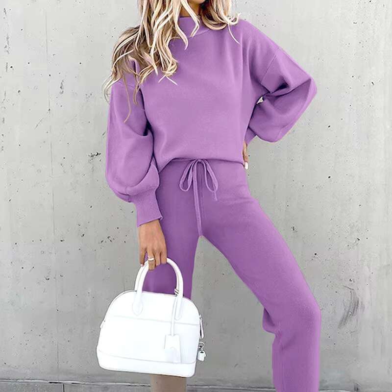New High Neck Casual Solid Color Women's Hoodie Set Breathable Cross-Border Autumn Apparel Custom Wholesale For Adults