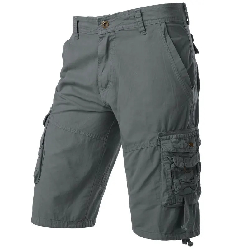 Grey Camo Cargo Shorts Men Cotton Mens Short Pants Comfortable Bermuda Relaxed Fit MultiPocket 250214