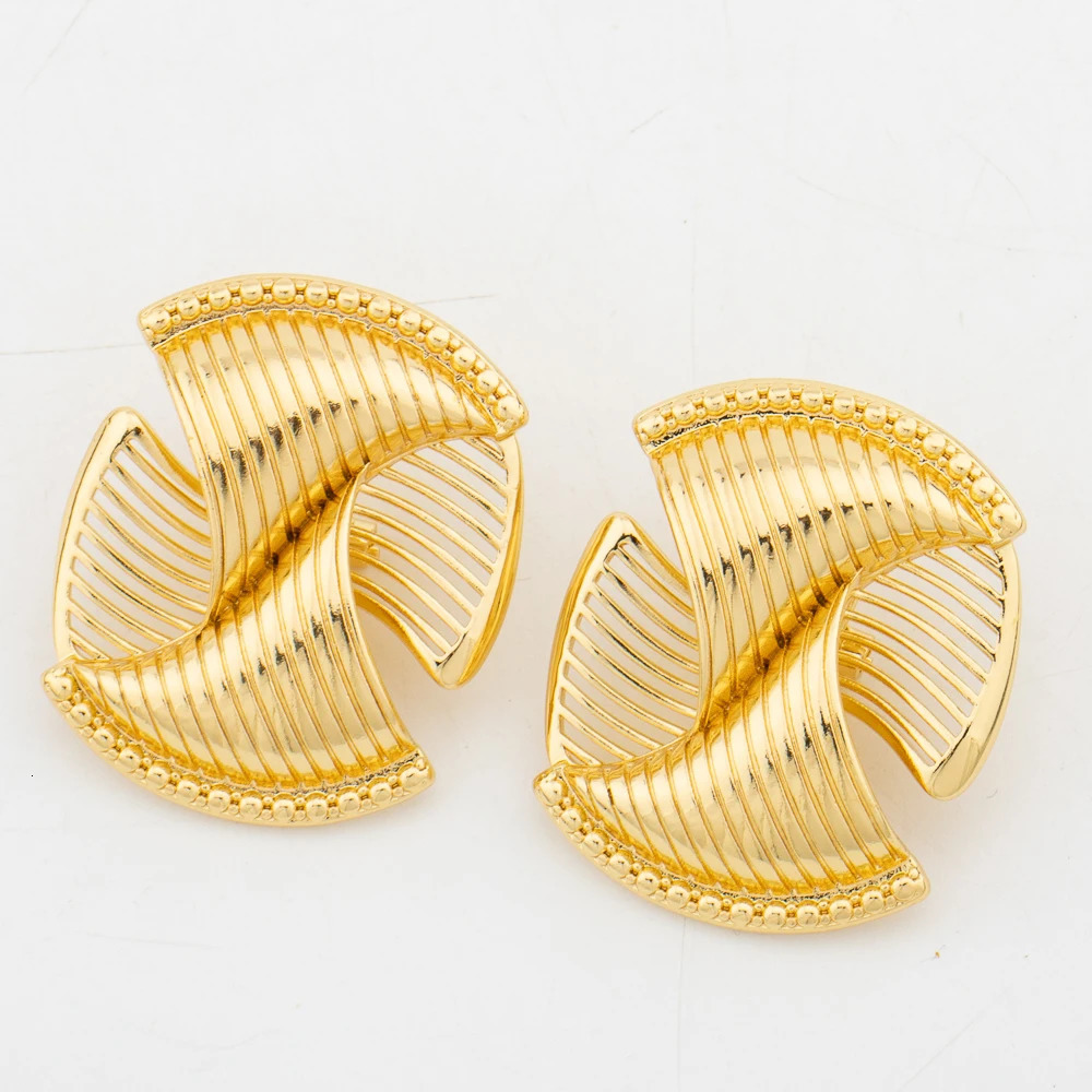 Fashion Gold Plated Jewelry Set for Women Spiral Clip Earrings Necklace with Bracelet Ring Dubai Engagement Bridal Accessories 250221