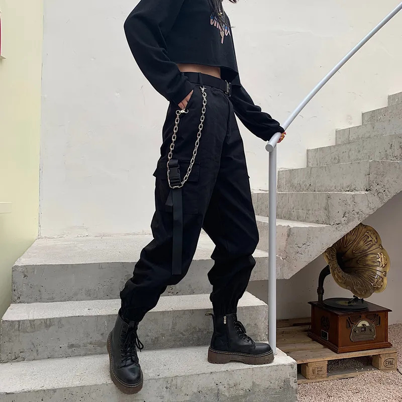 YBYR Big Pockets Cargo Pants Women Elastic High Waist Loose Streetwear Summer Pant Baggy Tactical Trouser Hip Hop Joggers Pants 250221