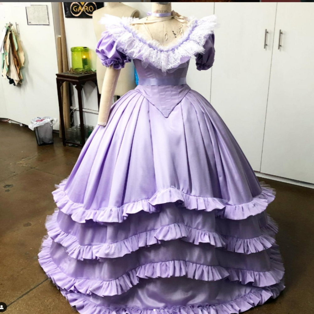 Elf Lilac Victorian Prom Dress 2025 Tiered Ruffles Costume Masquerade Evening Dresses Cosplay Lace Short Sleeve 1860s Formal Dress Lolita Halloween So