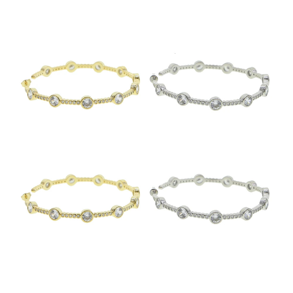 Exaggerated 60mm Big Circle Hoop Earrings for Women Paved Full White Cubic Zirconia Gold Platinum Plated Color Fashion Jewelry 250226