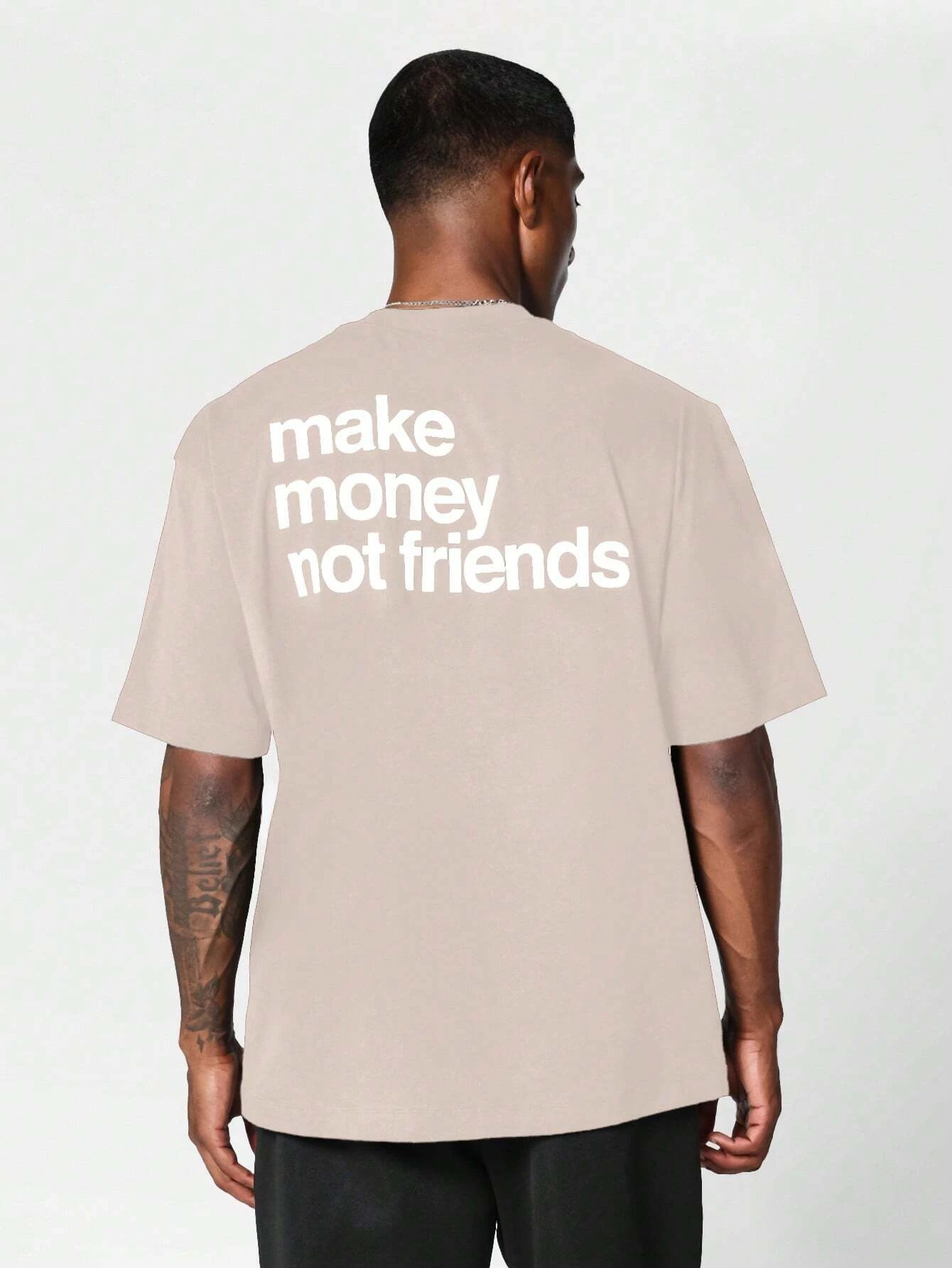 Make Money Not Friends Mens Cotton T-shirt Fashion Large Size Top Leisure Short Sleeve Street Clothing Arrival T-shirt 250225