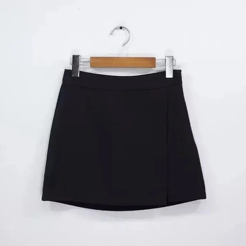 Black Mini Skirts Women Irregular Side Slits High Waist A Line Shorts Skirts Summer Korean Fashion Chic Hip Wrap Skirt Female 250226