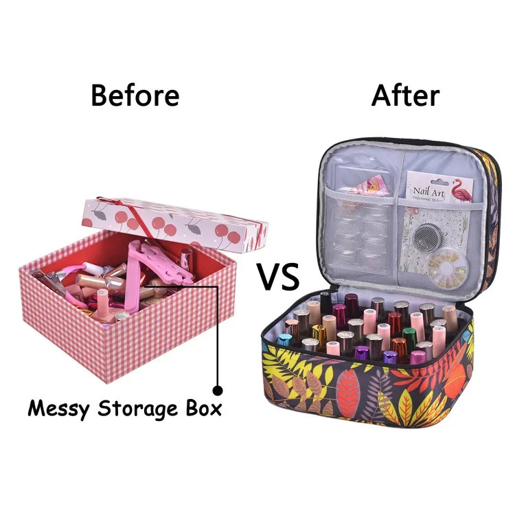 30 Grids Nail Polish Storage Bag Double Layer Manicure Sets Bag with Handle for Nail Varnish Essential Oil for Travel 250221