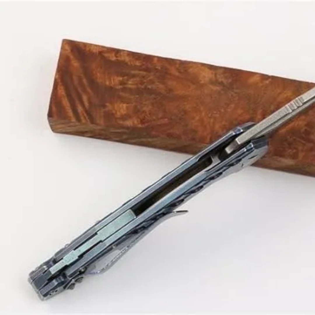 Blue titanium Steel handle Magic Amulet Outdoor hunting knife