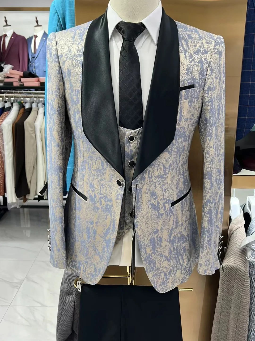 Fashion Man Suit Sets Wedding Party Groomsman Slim Fit Blazer Vest Pants Three Pieces Formal Prom Male Elegant Outfits 250224