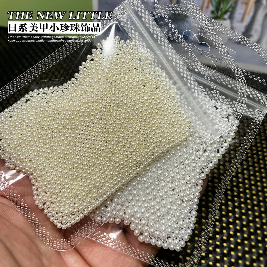 2001200pcsbag Pearls White Nail Beads Half Round Mixed Size Beige Flatback For DIY Manicure Decoration Bead 250217