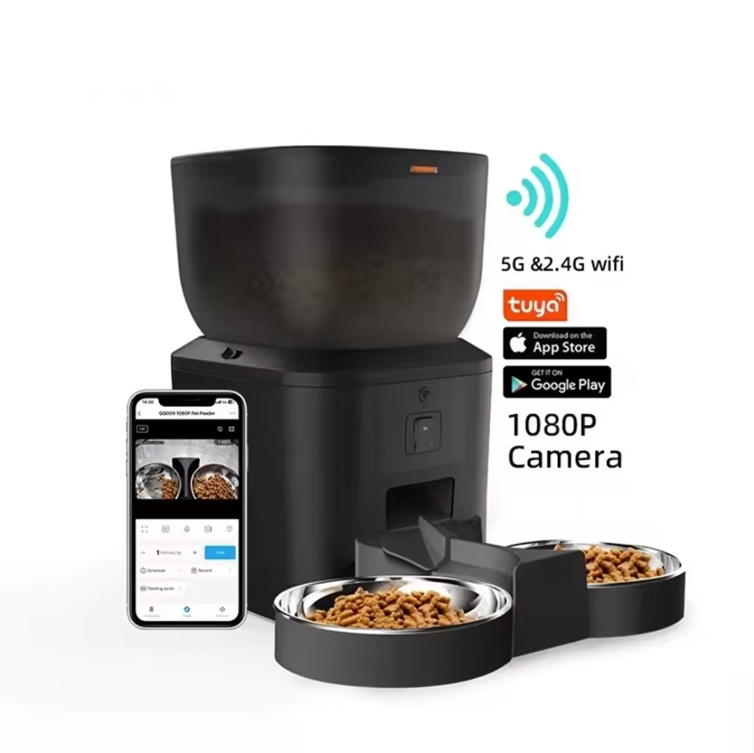 Automatic Dog Feeders with Camera 1080P HD 5G WiFi Pet Feeder Tuya APP Control Automatic Cat Dog Food Dispenser Furpipi