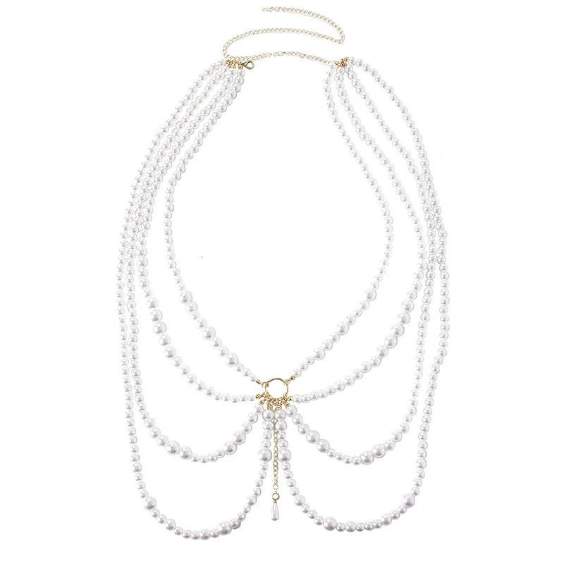Fashionable Multi-layer Retro Style Ring Joint Tassels Pearl Waist Chain Ladies Body Chain Jewelry 250225
