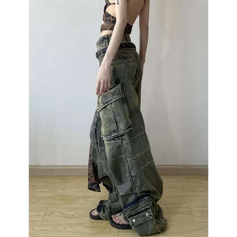 MDNG 2025 Y2k Streetwear Multiple Pockets Baggy Cargo Jeans Pants For Clothing Vintage Loose Women Denim Trousers Pantalon