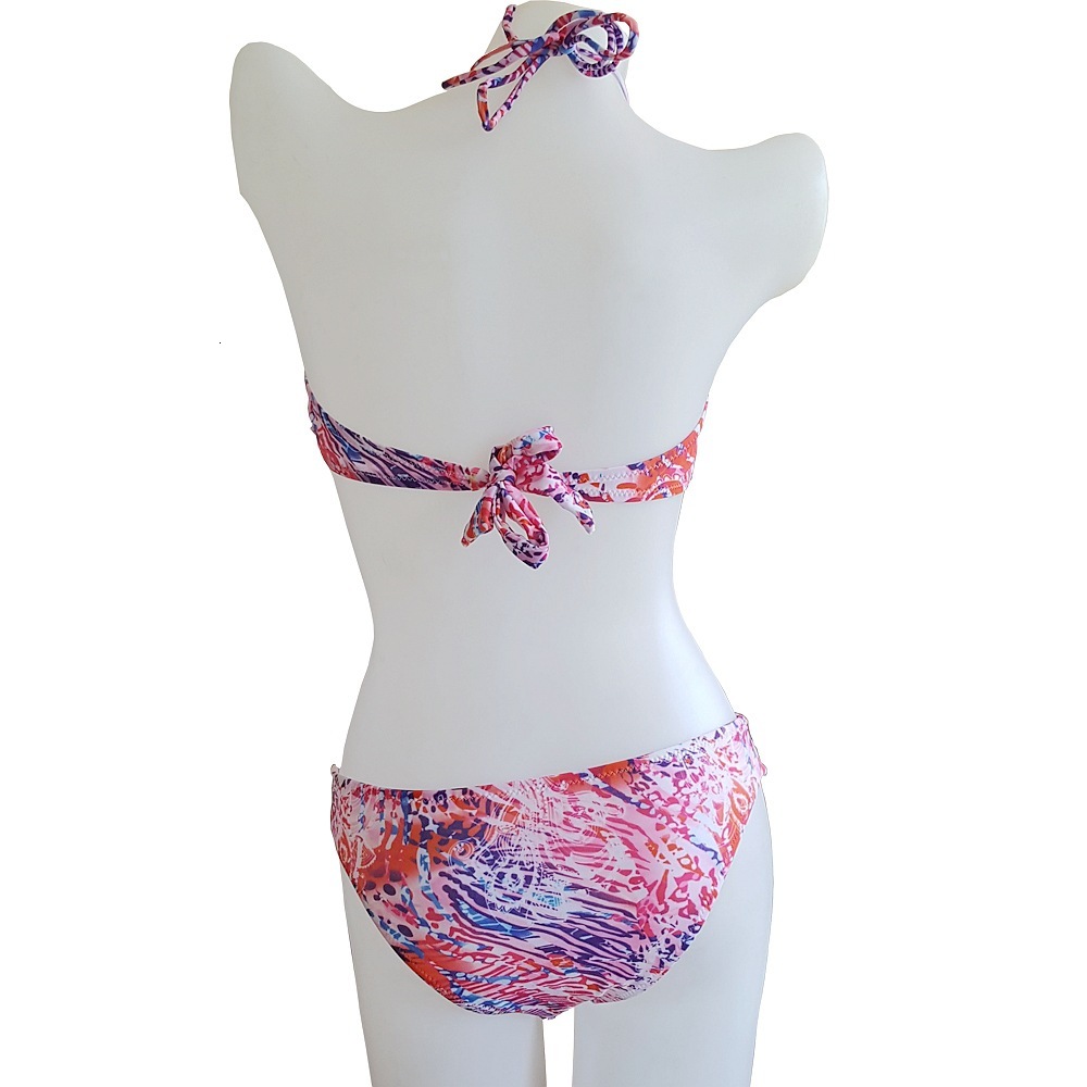 sexy bikini New Nishang Colorful Louver Window Wrapped Neck with Strip Steel Bracket, Small Chest Gathering Bikini, Multi Rope Weaving swimwear