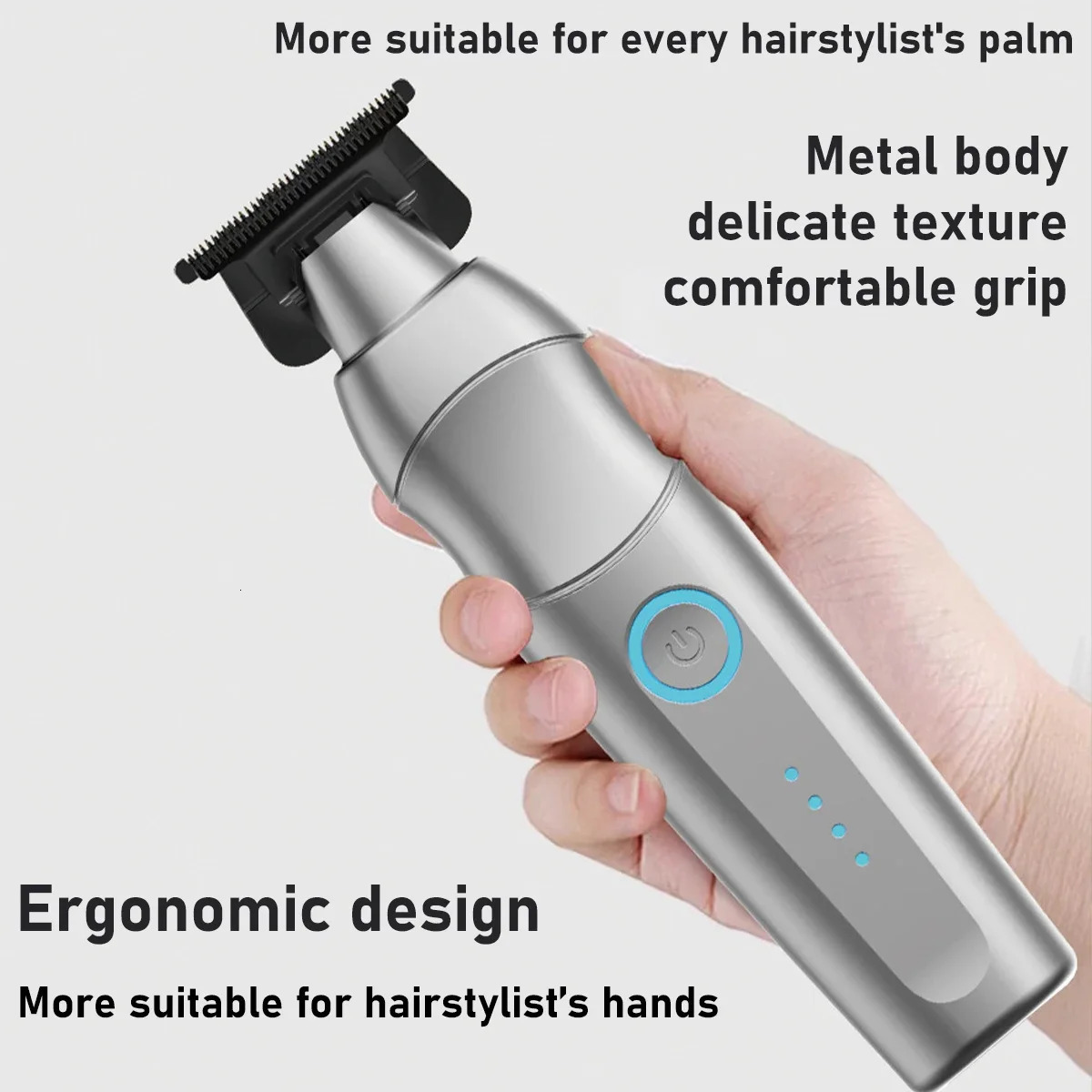 Professional Mens Hair Clipper DLC T-Blade Full Metal with Base Charger Zero Gapped Low Noise Hair Trimmer Finishing Machine 250226