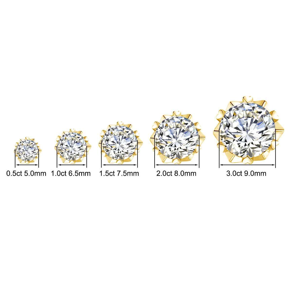 With Certificate D Color 6.5mm 1CT Moissanite Earrings For Woman Yellow Gold Top Quality Pass Dia Test Wedding jewellery Hot