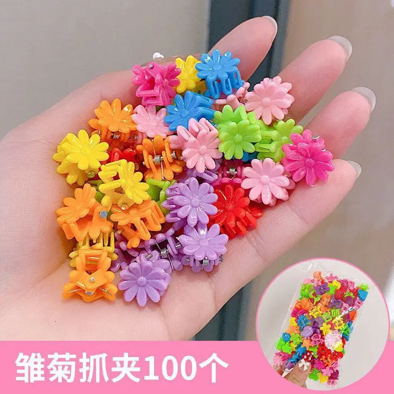 100 pieces of colorful claw clips for girls cute flower butterfly hair accessories childrens cartoon head wearing gifts 250218