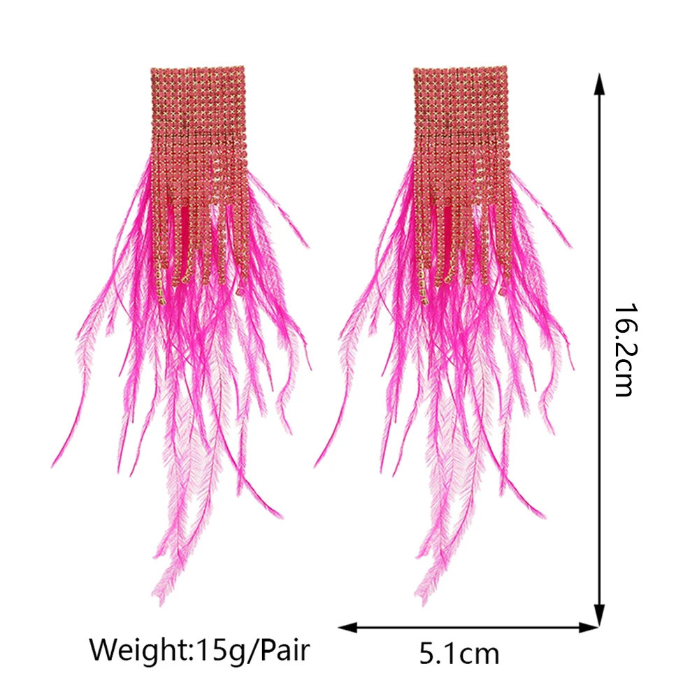 Charm Elegant Feather Tassel Bride Wedding Party Pendant Jewelry Trend Holiday Decor Dangle Drop Earrings For Women Gift 250225