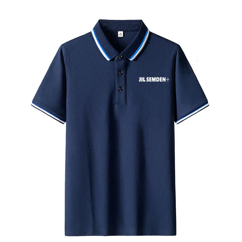 JIL SEMDEN striped polo shirt mens summer ice silk mens t-shirt business fashion mens short sleeved lapel light 250226