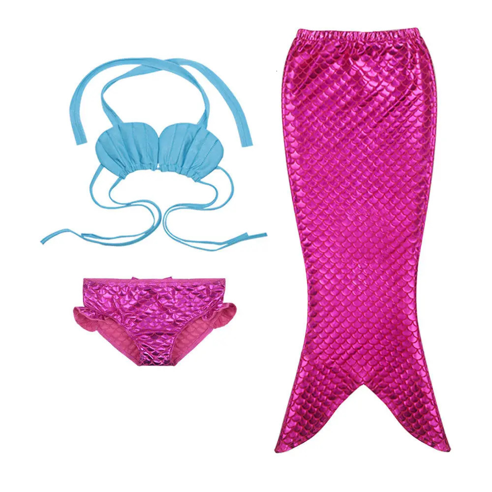 2-9Years Kids Baby Girls Swimwear Swimsuit 3Pcs Mermaid Tail Bikini Set Children Bathing Suit Beachwear 250225