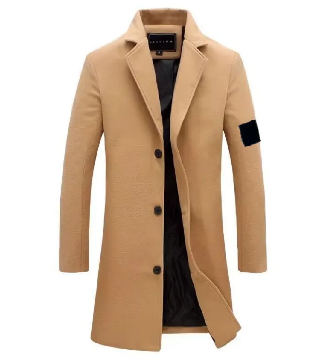 jacket Fashion men's woolen coat solid color casual lapel double-breasted coat woolen coat men's long-sleeved cardigan jacket tops 26ss