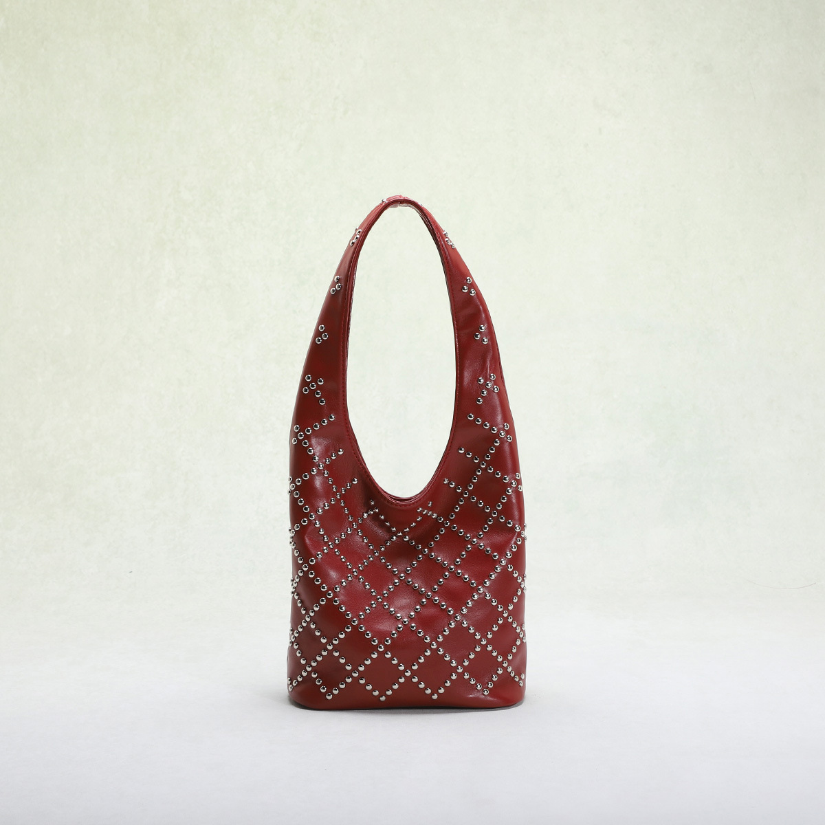 Chic Leopard Printed Ladies' Riveted Leather Tote - Casual Elegant Shoulder Carryall