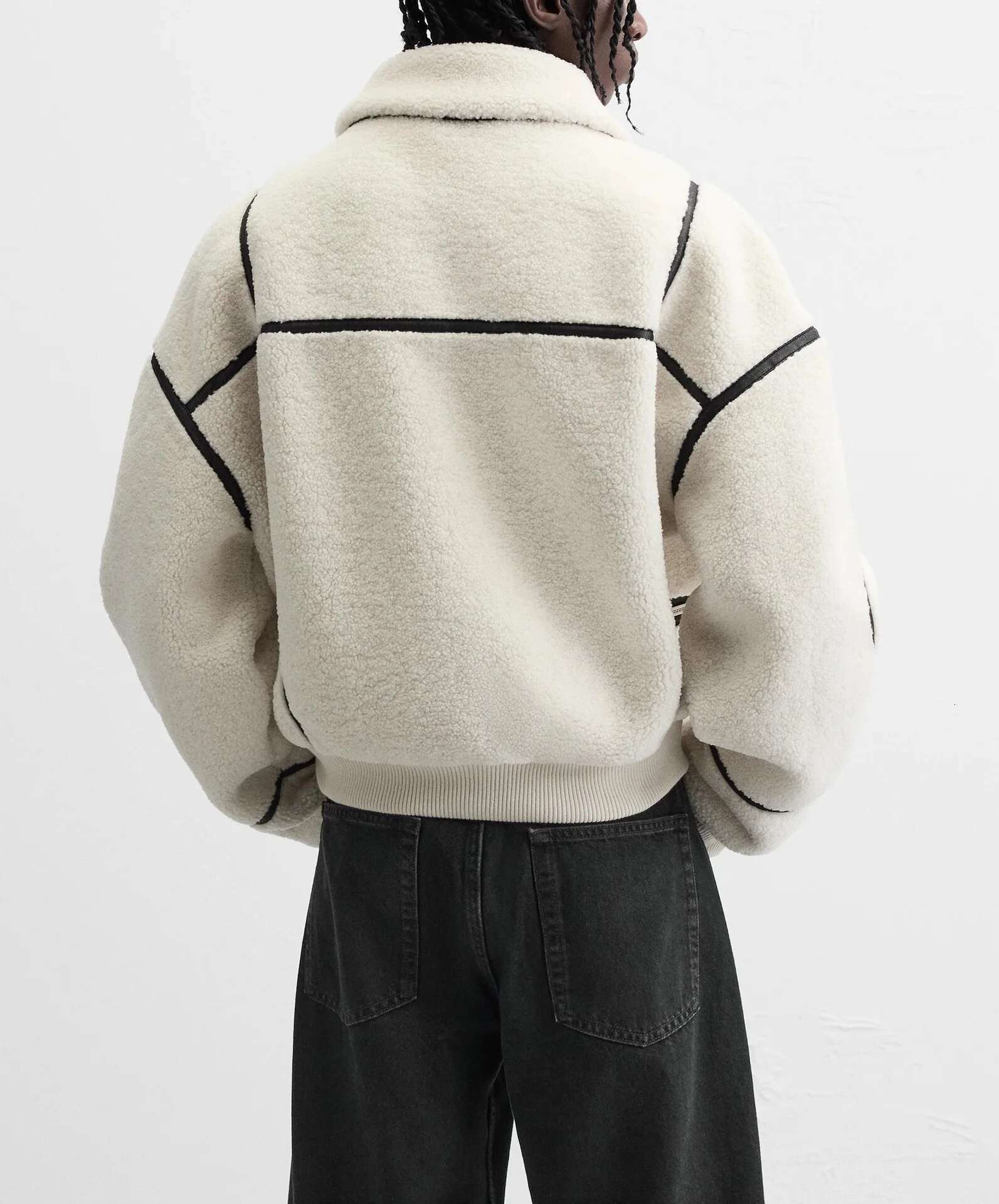 Winter Lapel Fleece Lamb Wool Jacket Men