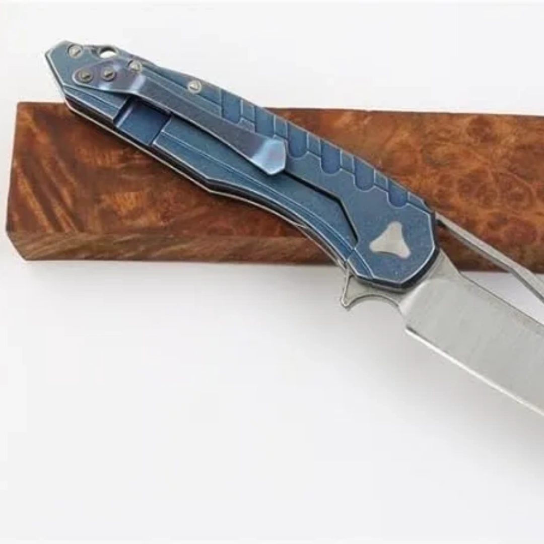 Blue titanium Steel handle Magic Amulet Outdoor hunting knife