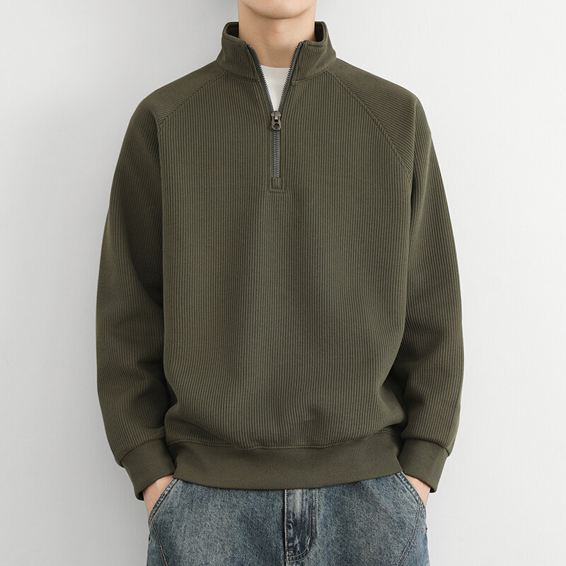 MM03221 2025 new spring half zip lapel sweatshirt men's pullover
