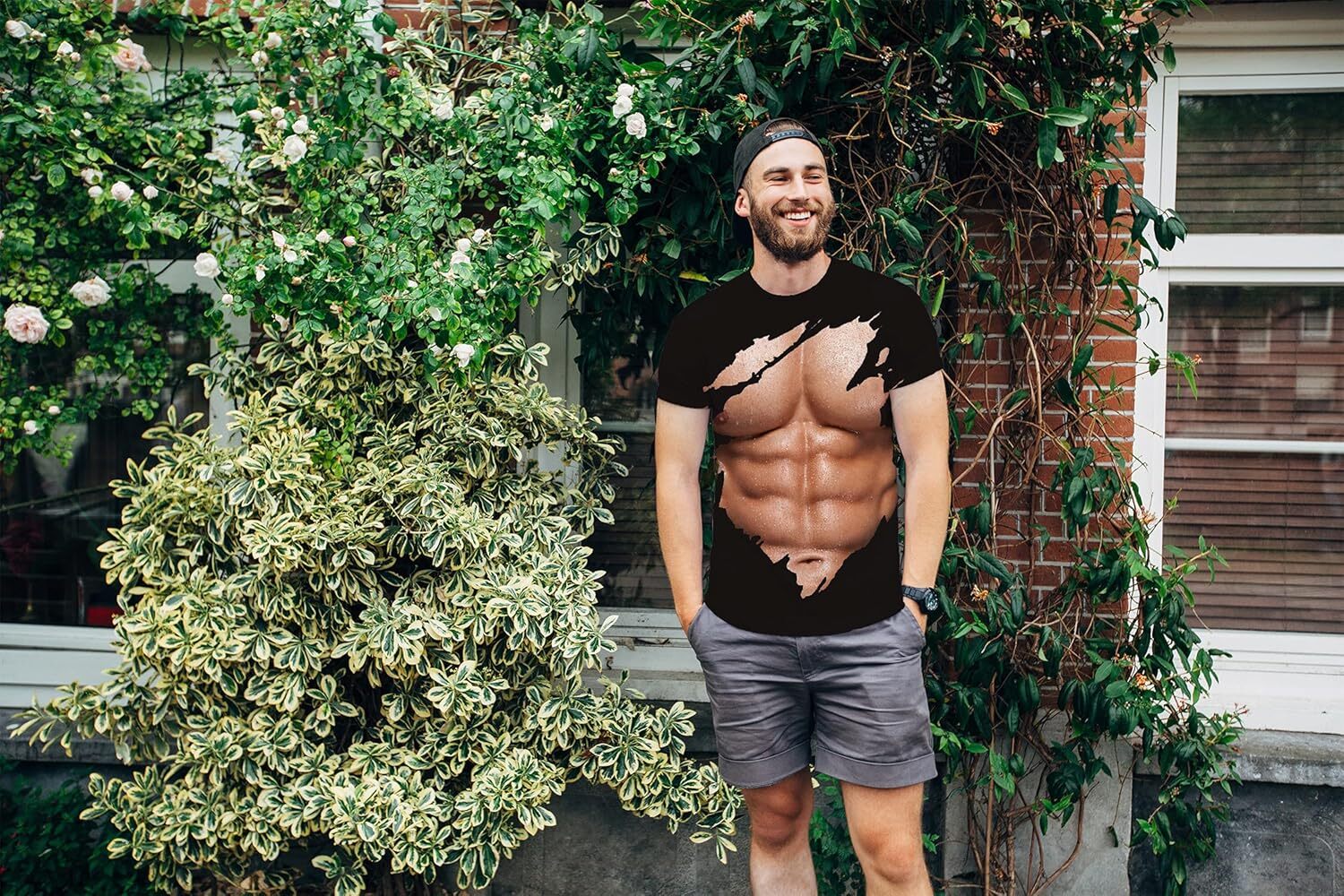 Mens T shirt Muscle Tee Shirts for Men Funny T-Shirt with Abdominal Muscle 3D Printed Graphics tee Casual tops summer clothes