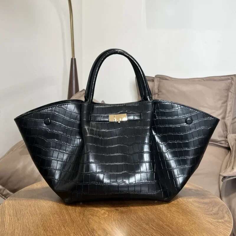 Meet You Design Crocodile Pattern Large Capacity Top-Handle Tote Bag For Women High Quality PU Leather Commuter Handbag