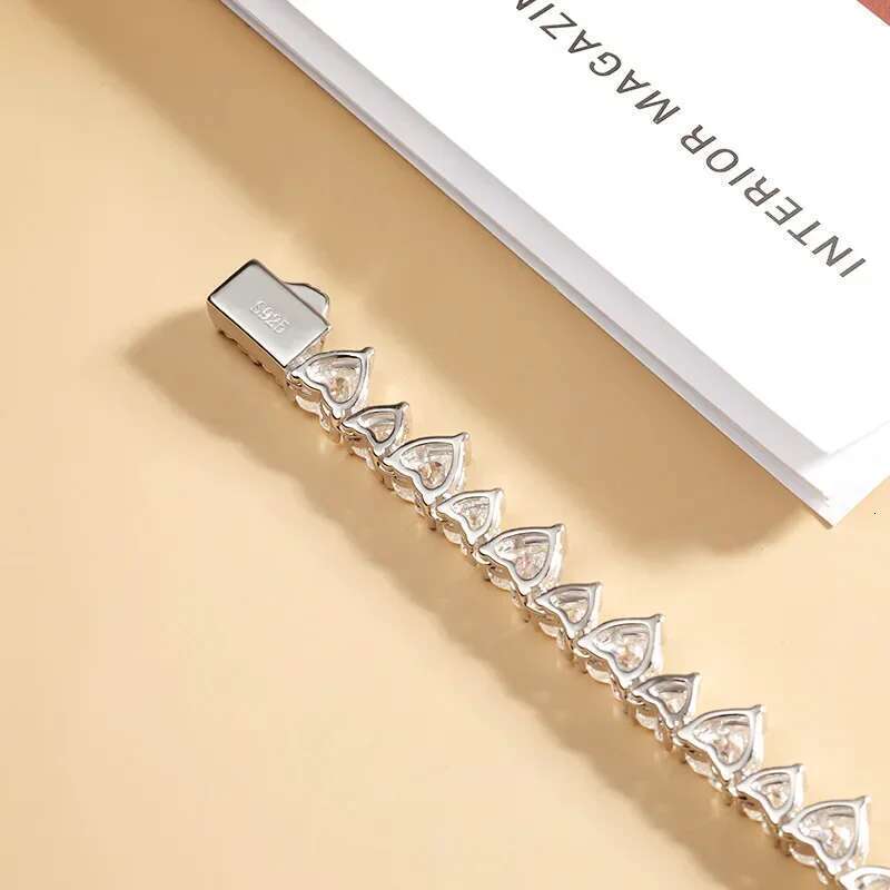 NKHOG Full Heart Cut Moissanite Tennis Necklace Sterg Sier Plated Women Neck Chain Wedding Gift Jewelry Certificate
