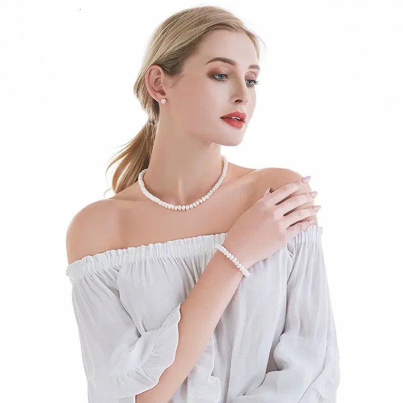 White Natural Freshwater Pearl Necklace For Women 8-9mm Necklace Beads Jewelry 40cm/45cm/50cm Length Necklace Fashion Jewelry 250222