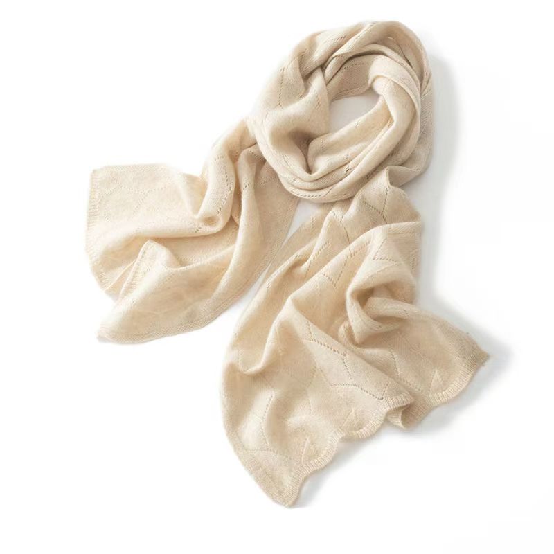 T183 Winter women's new all-match skin-friendly knitted scarf shawl dual-purpose warm neck scarf hollow soft rectangular towel