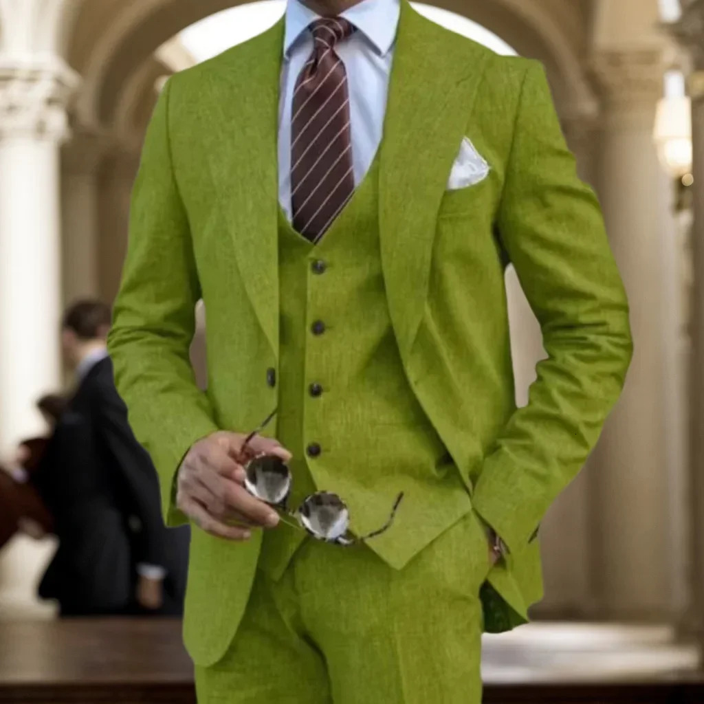 Mens regular set fashion 3-piece jacket vest and pants set elegant evening dress set wedding business classic clothing jacket 250224