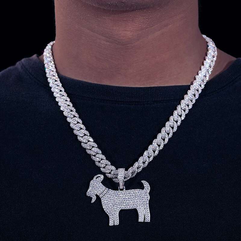 Iced Out Moissanite Sheep Pendant Sterg Sier Goat Necklace For Men Women Rapper Hip Hop Jewelry Passed Dia Test