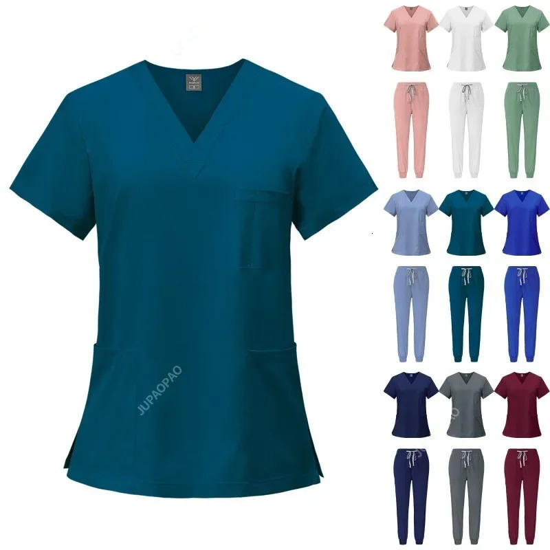 Uniforms Woman Nursing Enfermeria Sets Top Pant Articles Uniform Scrubs Clinical Beauty Salon hospital Suits 250225