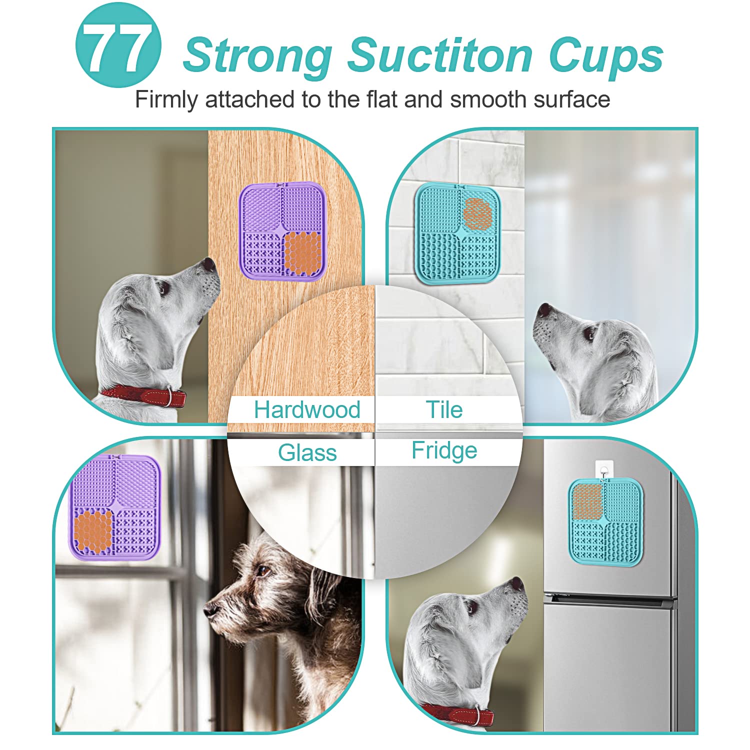 LUKITO Lick Mat for Dogs & Cats 2 Pack with Suction Cups,