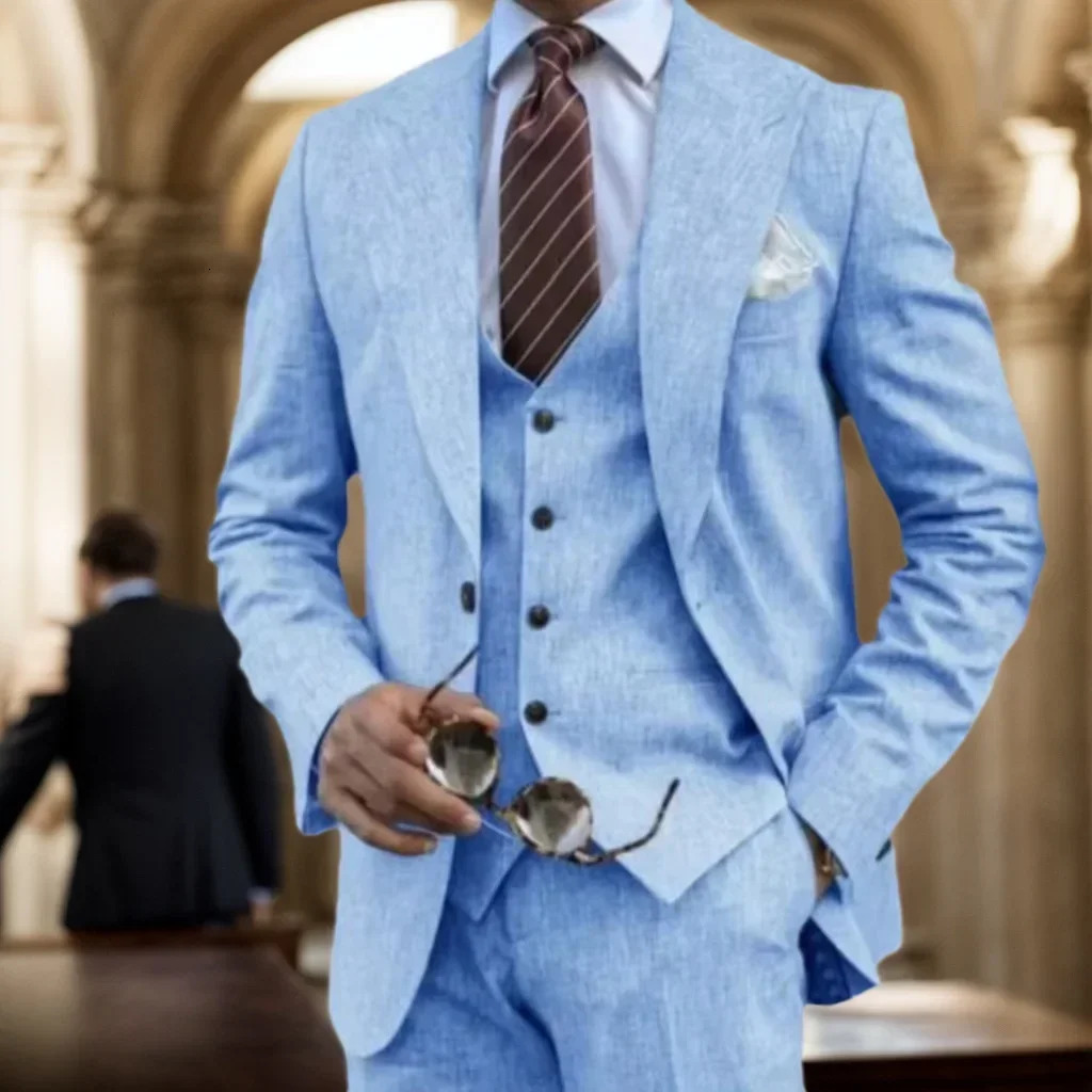 Mens regular set fashion 3-piece jacket vest and pants set elegant evening dress set wedding business classic clothing jacket 250224
