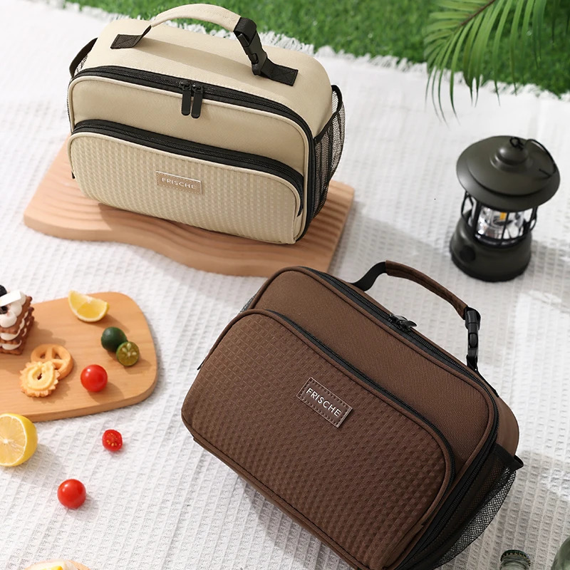 Portable Lunch Bag for Women Thermal Insulated Lunch Box Tote Cooler Handbag Waterproof Bento Pouch Office Food Tote Handbag 250225